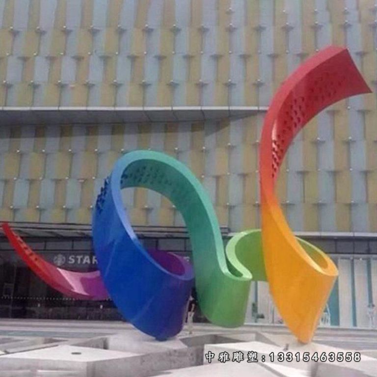 不锈钢彩色飘带 企业景观雕塑