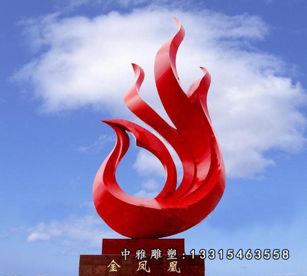 不锈钢抽象金凤凰雕塑 (3)