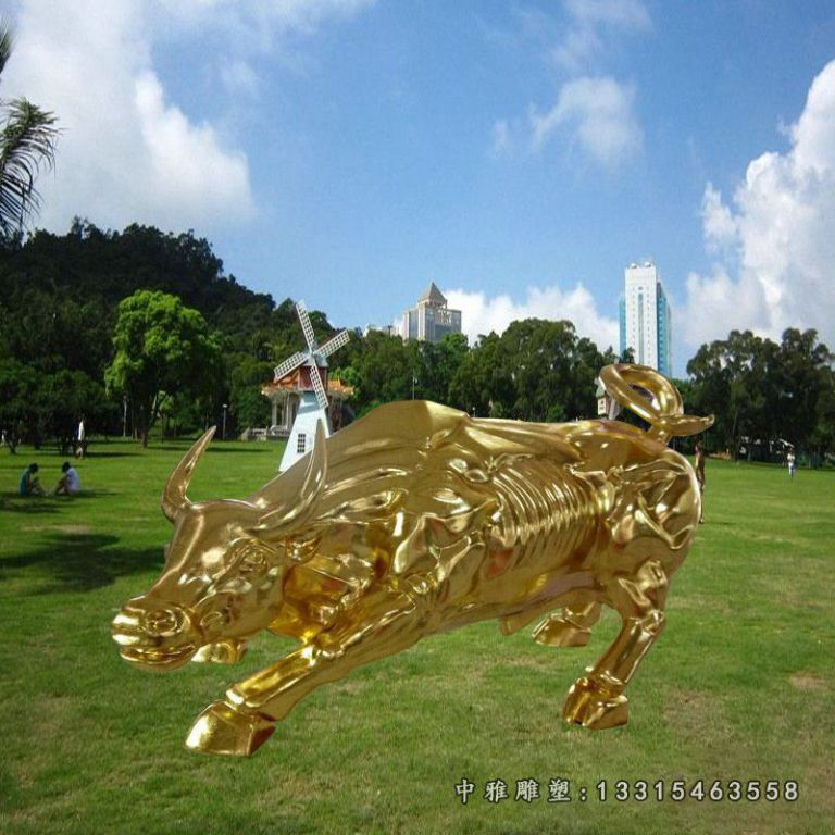 不锈钢钛金华尔街牛雕塑 (5)