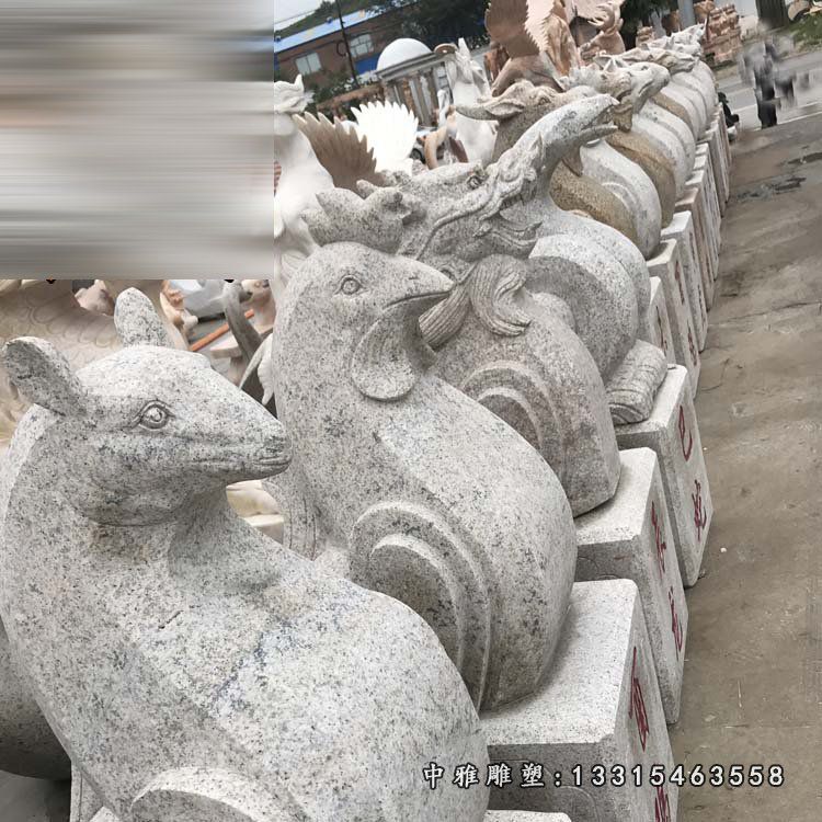 抽象动物石雕，十二生肖雕塑