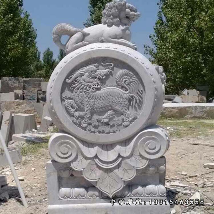 定制汉白玉门鼓石雕 门口狮子抱鼓石 寺庙仿古青石石抱鼓17357