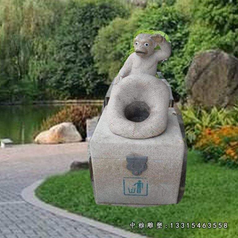 厂家直销卡通造型石雕垃圾桶 景区街道装饰性垃圾桶68778