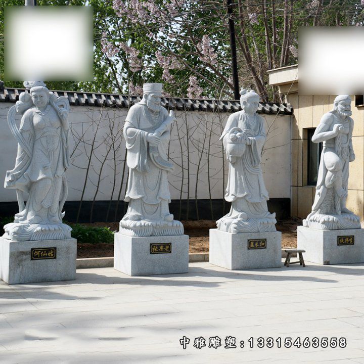 大理石神像雕塑，八仙过海人物石雕