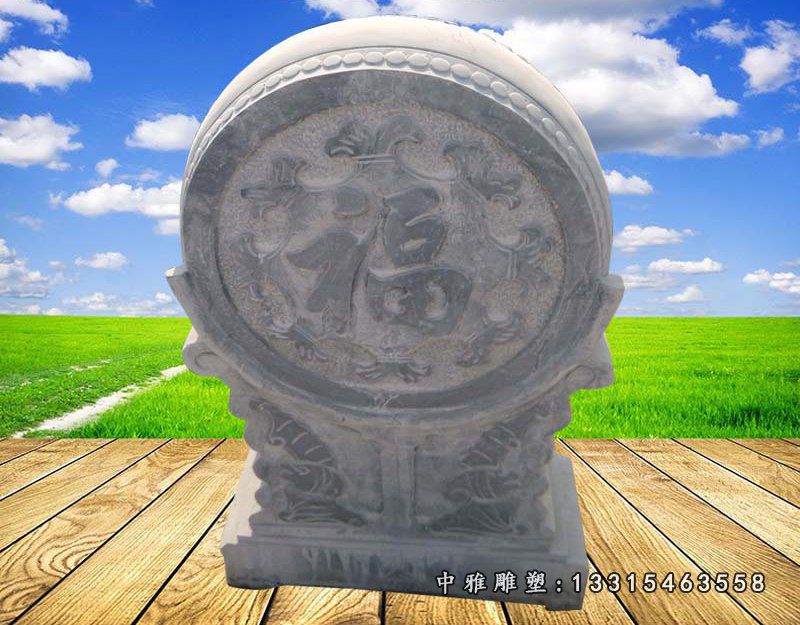 青石门墩石雕,门口大象抱鼓石 (10)