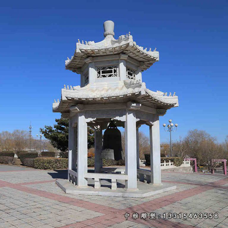 广场石雕凉亭，双层大理石凉亭