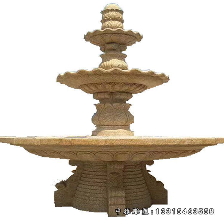 大理石三层喷泉 石雕小区景观雕塑 (2)