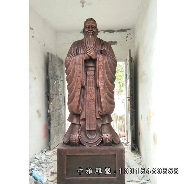 玻璃钢仿铜孔子雕塑，校园人物雕塑