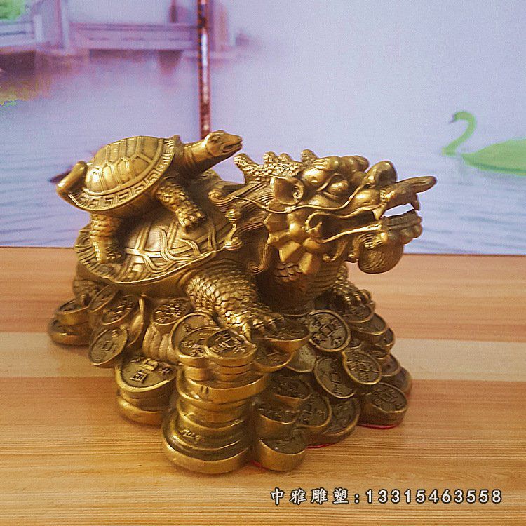 纯铜龙龟摆件纯铜金钱龟纯铜母子龙头龟铜器铜龟八卦龙铜家居摆件53018