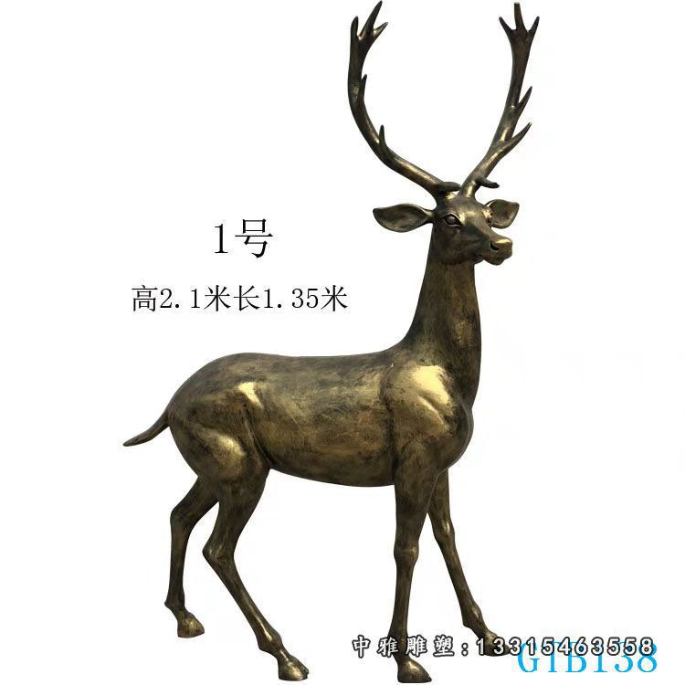 玻璃钢动物鹿雕塑母子鹿户外仿铜梅花鹿奔跑鹿树脂彩绘鹿景观摆件52751