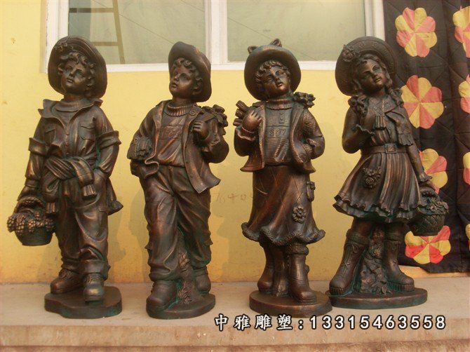 西方小孩铜雕，公园人物铜雕