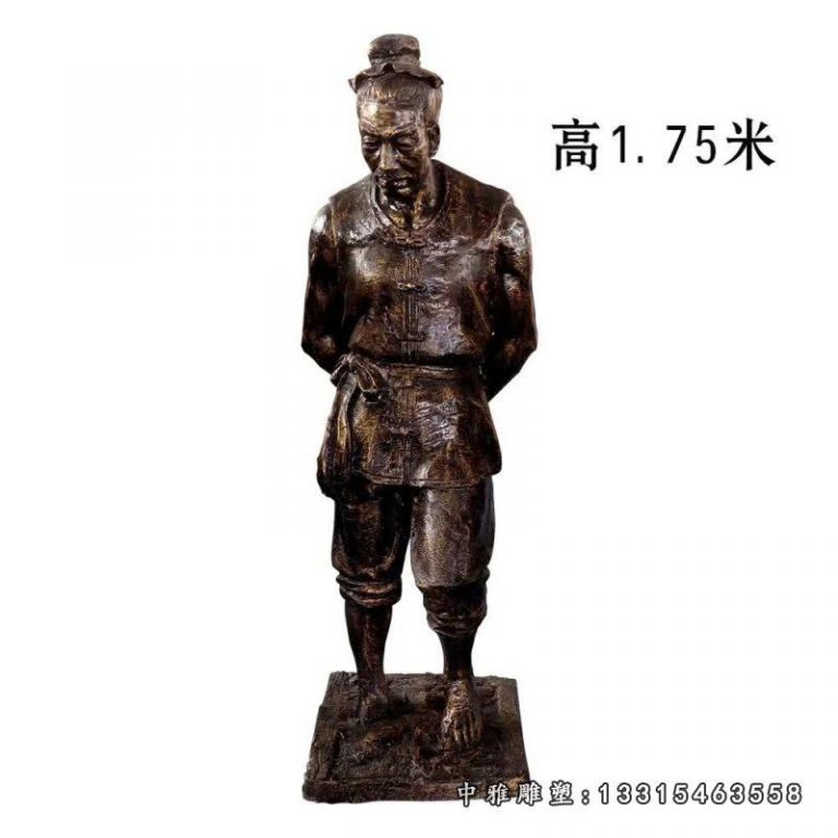 农耕主题古代人物铜雕 (3)