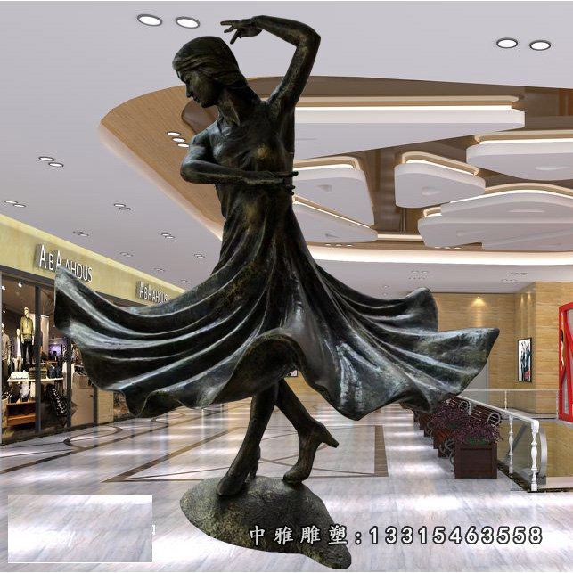 少数民族女孩跳舞铜雕