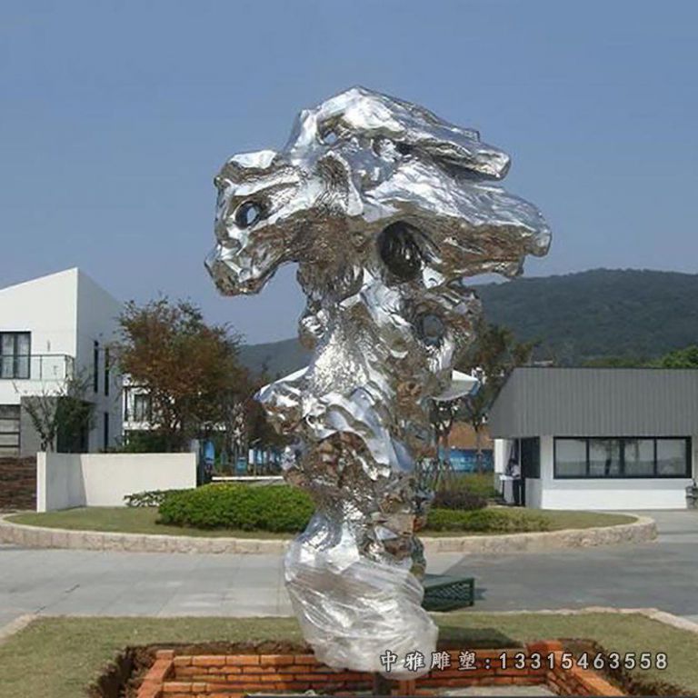 抽象创意块状广场景观雕塑，不锈钢雕塑