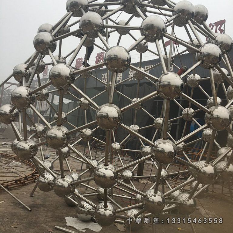 不锈钢原子球雕塑，校园不锈钢雕塑 (2)