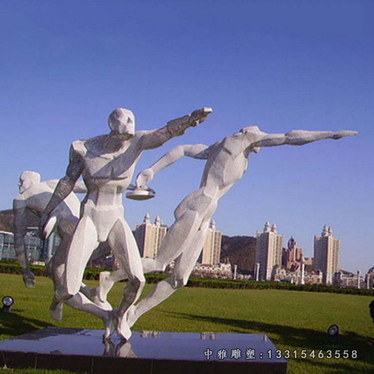 不锈钢投铁饼雕塑，不锈钢运动雕塑