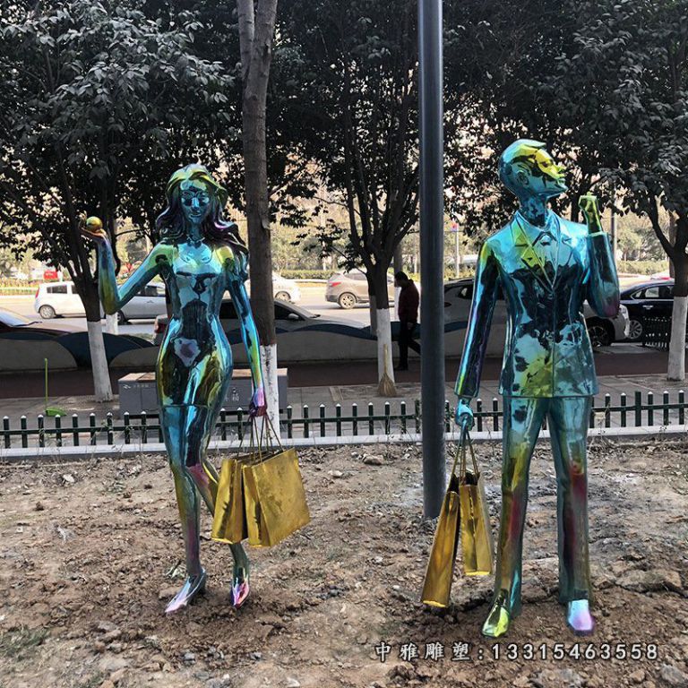 厂家加工定制户外广场不锈钢景观雕塑 公园运动标志抽象人物摆件57531