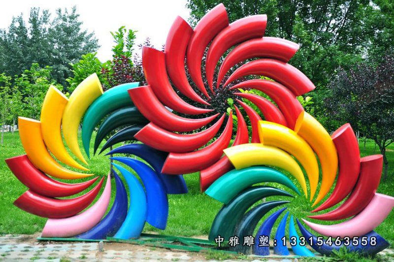 不锈钢五彩缤纷风车 公园景观雕塑 (3)