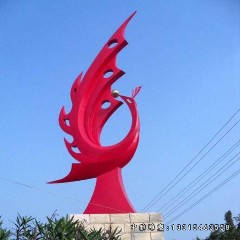 厂家直销 红色凤凰雕塑摆件不锈钢耐腐蚀雕塑 支持来图定制70581