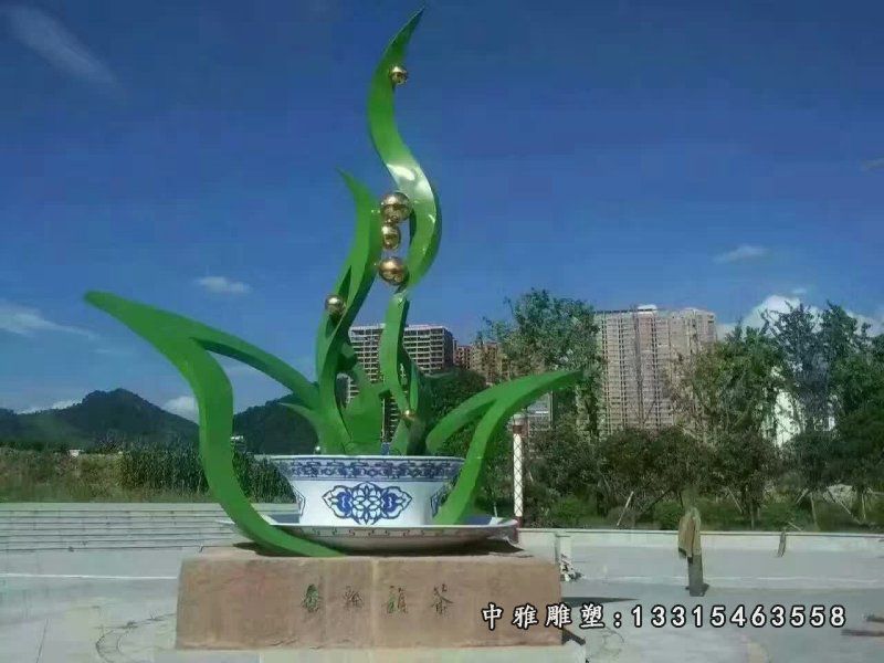 不锈钢广场水仙花雕塑