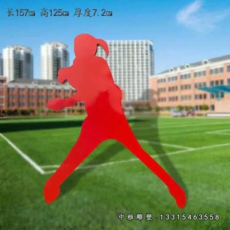 抽象打乒乓球人物剪影铜雕