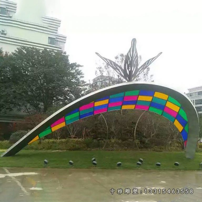 不锈钢彩色拼接 广场景观雕塑