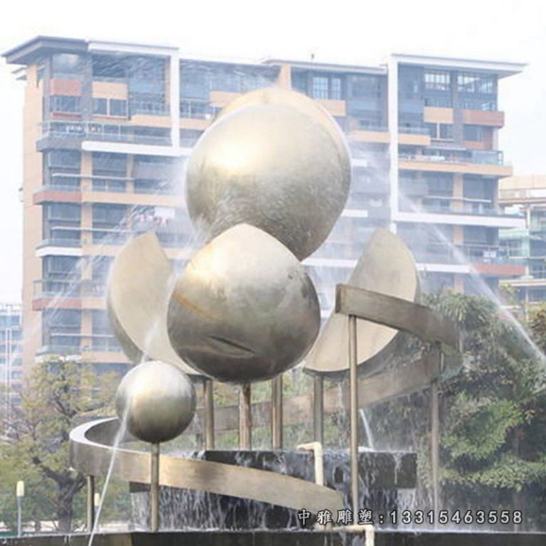 不锈钢水球相连 小区景观雕塑