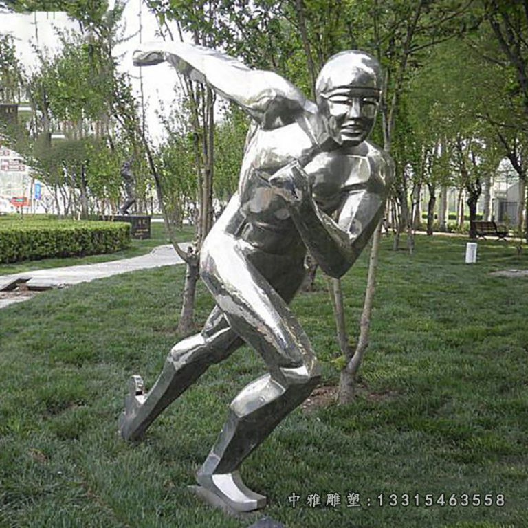 滑冰人物雕塑，不锈钢公园人物雕塑