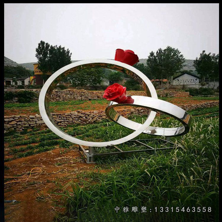 玫瑰花戒指不锈钢抽象雕塑