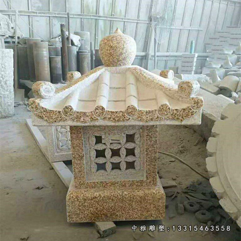 庭院石灯雕塑 大理石照明灯 (12)