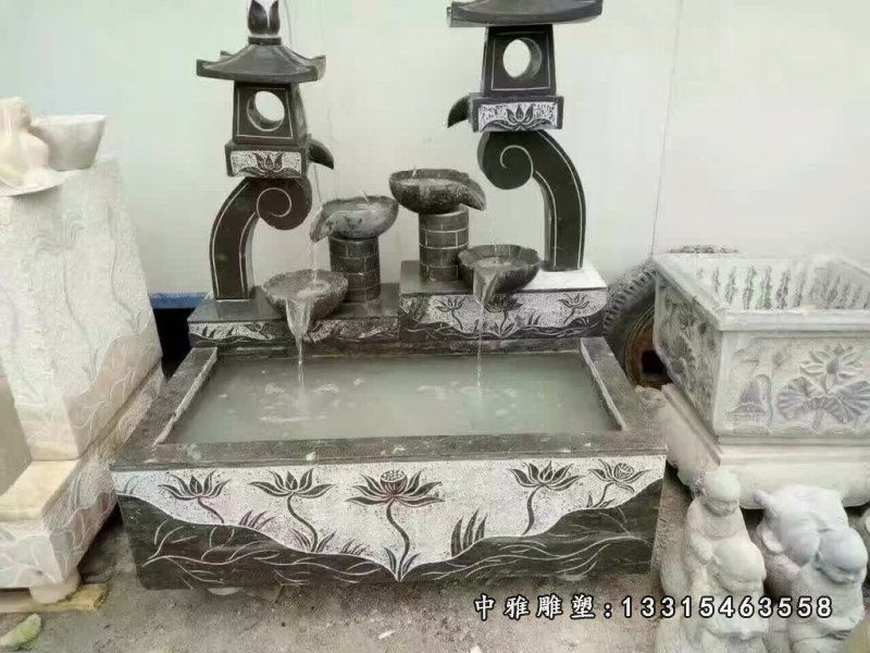 青石仿古石灯流水缸 (1)