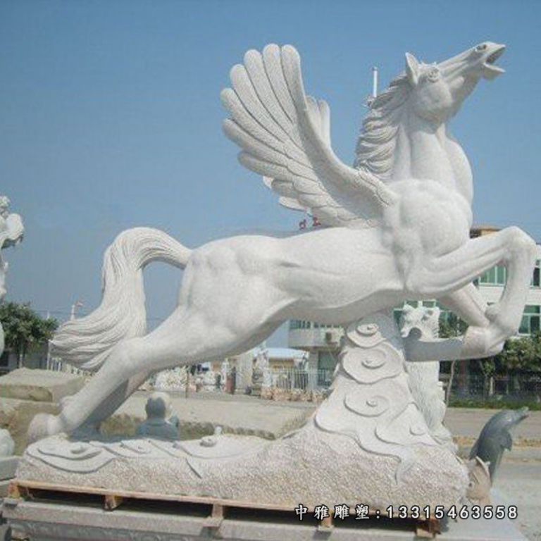 石雕马雕塑，汉白玉马雕塑，飞马雕塑 (3)