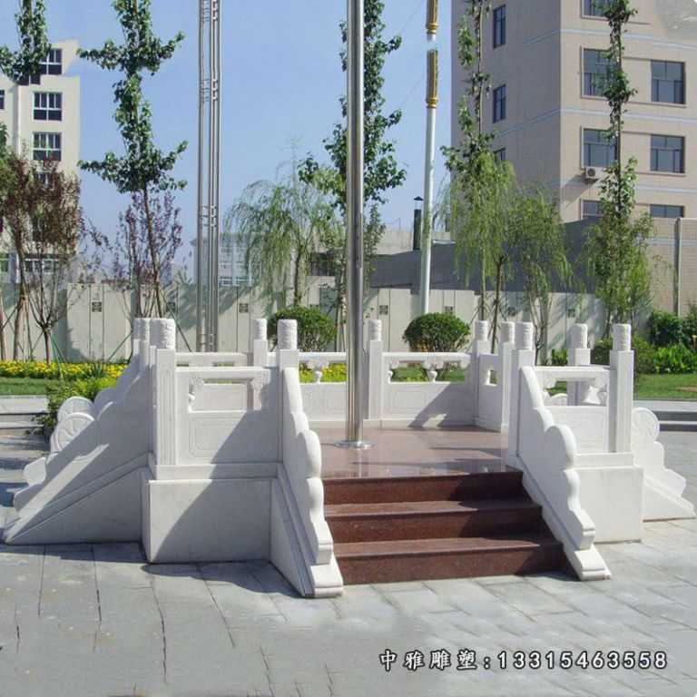 校园升旗台石雕 汉白玉升旗台雕塑