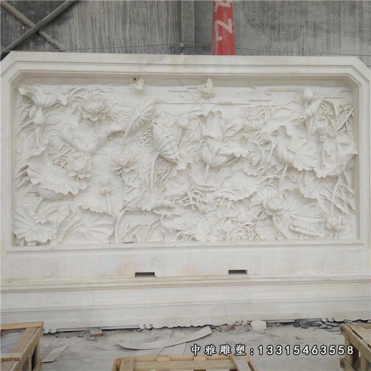 浮雕荷花壁画石雕（2）