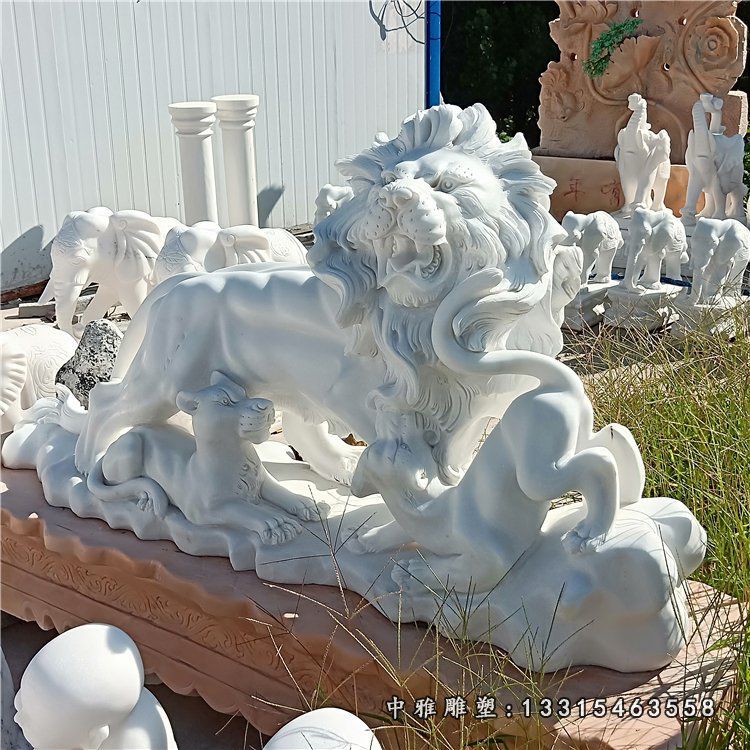 大理石动物雕塑，狮子石雕