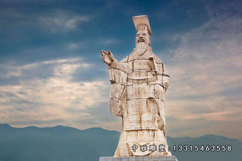 秦始皇石雕，广场古代人物石雕