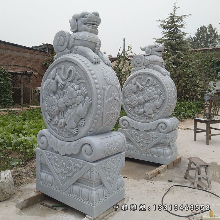 仿古门墩石雕 门口抱鼓石 (3)