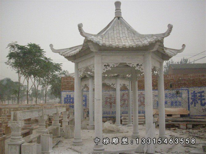 石凉亭，汉白玉单层石凉亭