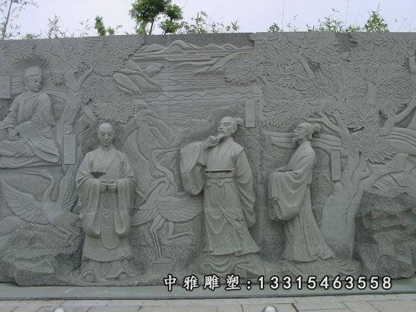 古人浮雕，广场人物石浮雕