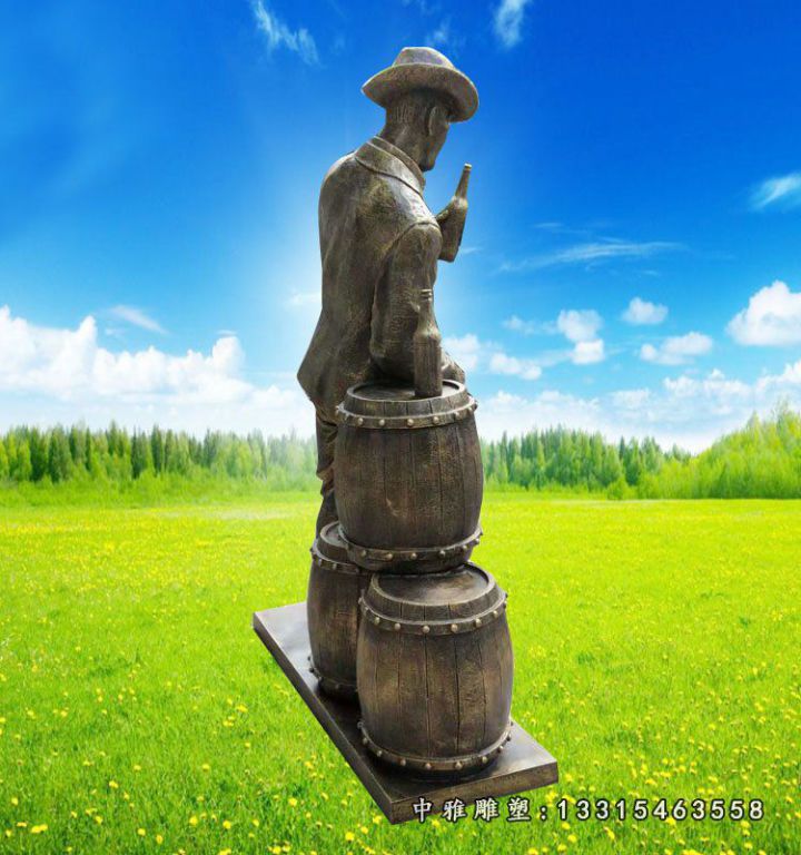 西部牛仔人物雕塑，玻璃钢仿铜人物雕塑