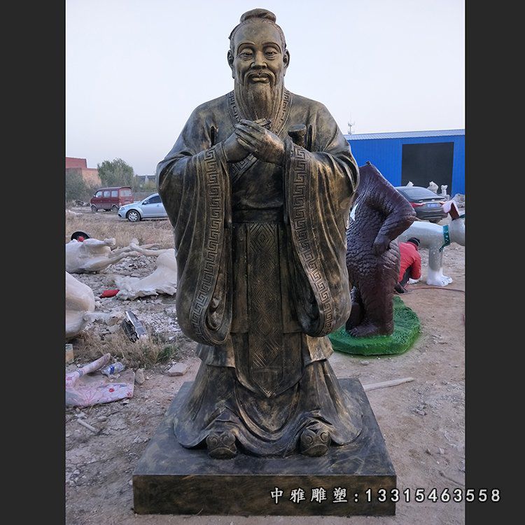 玻璃钢仿铜孔子，校园名人雕塑