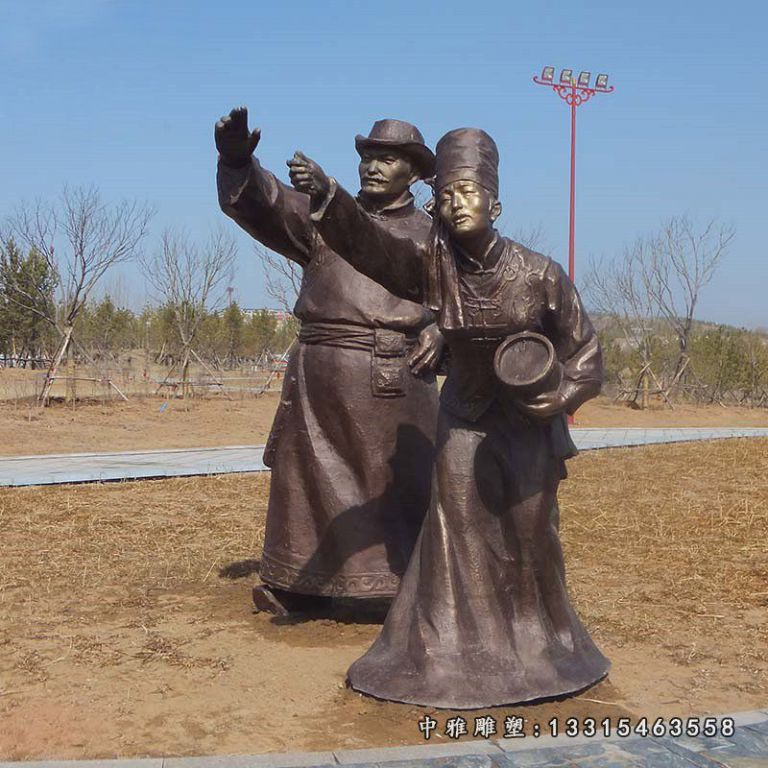 玻璃钢少数民族人物雕像蒙古骑马彝族傣族跳舞团结雕塑城市景观33082