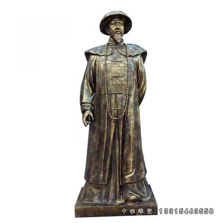 仿铜虎门销烟林则徐景观雕塑，玻璃钢仿铜人物雕塑