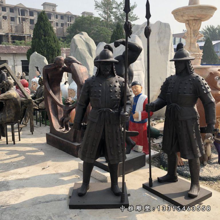 古代人物蒙古士兵铜雕