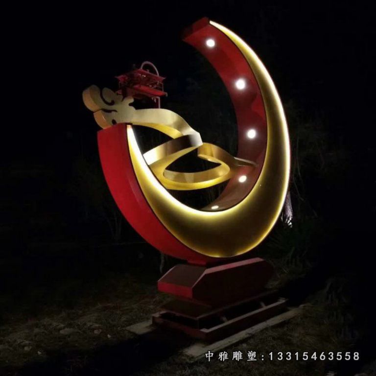 不锈钢发光标志雕塑 (3)