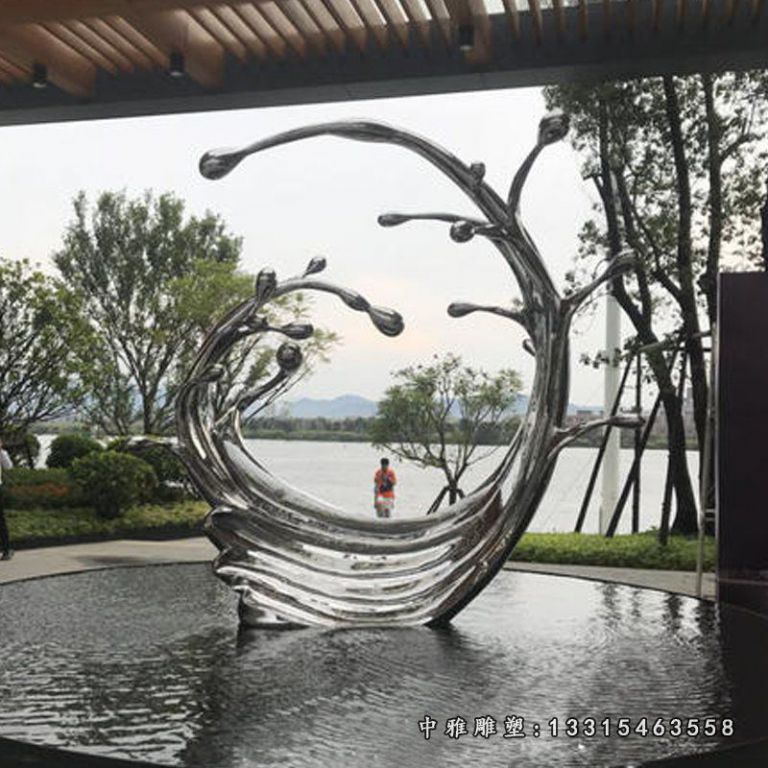 不锈钢水景海浪雕塑