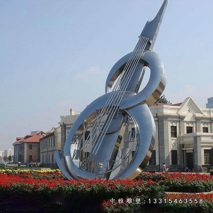 不锈钢抽象葫芦提琴雕塑