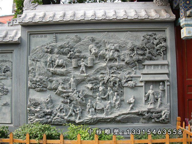 大理石民俗影壁石雕（1）