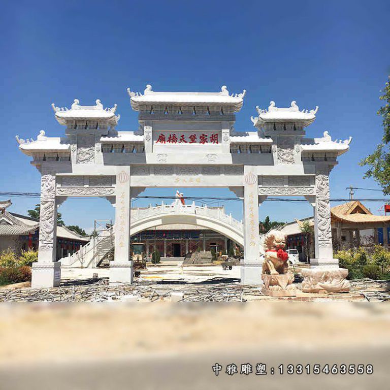寺庙石雕牌楼，三门石牌坊