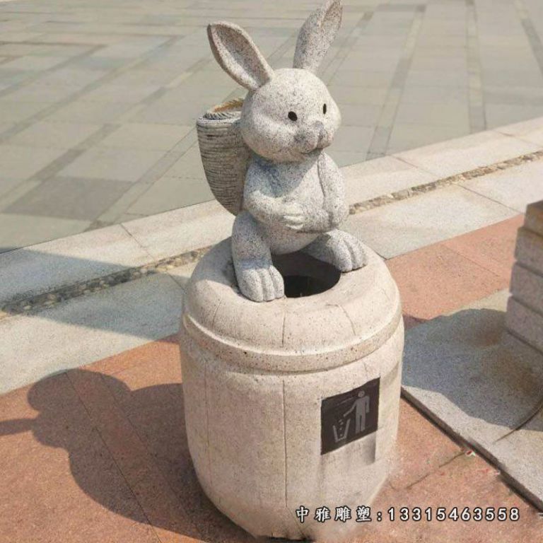 厂家直销石雕动物垃圾桶 城市街道小区装饰石雕卡通垃圾桶69369