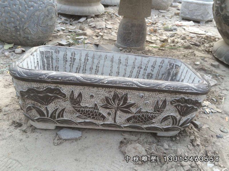 仿古石雕花盆鱼缸